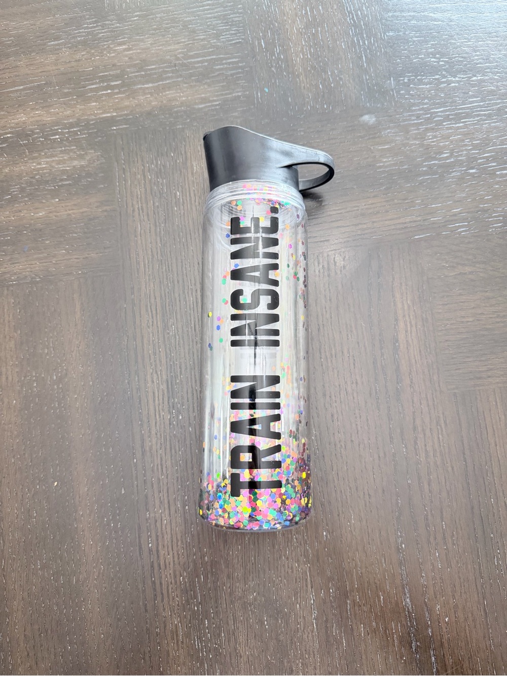 Black Top Confetti Glitter Water Bottle -